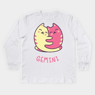 Funny Gemini Cat Horoscope Tshirt - Astrology and Zodiac Gift Ideas! Kids Long Sleeve T-Shirt